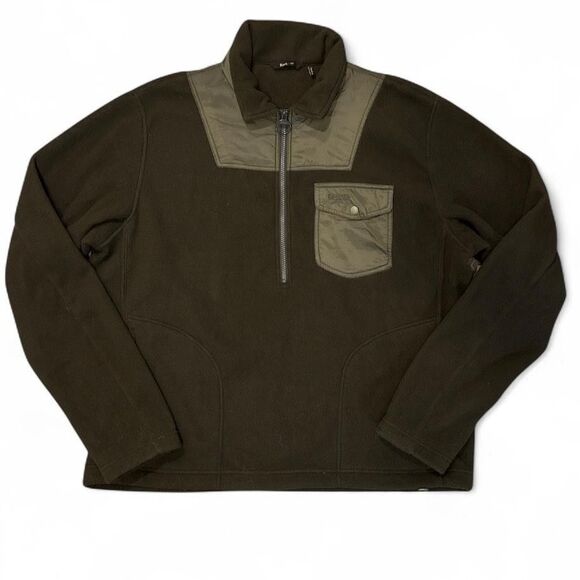Barbour Farimond Half Zip Fleece Pullover Olive Green Outdoor Jacket Mens 2XL - Picture 1 of 9